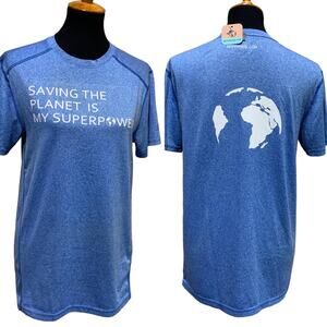 Hand Printed Upcycled Mens Small Saving the Planet is My Superpower Tee Shirt